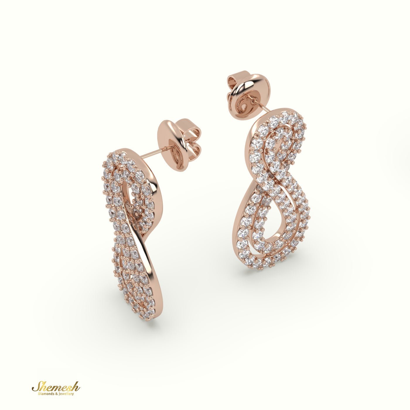 18K Gold Round Diamond Infinity Drop Earrings - shemesh_diamonds