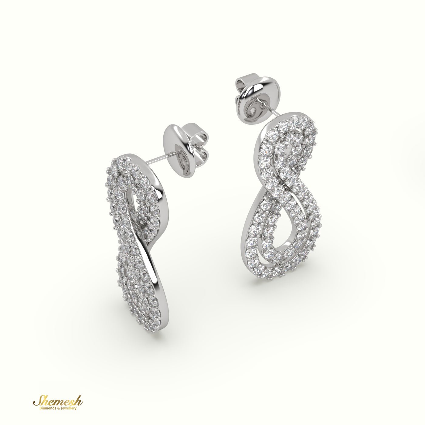 18K Gold Round Diamond Infinity Drop Earrings - shemesh_diamonds