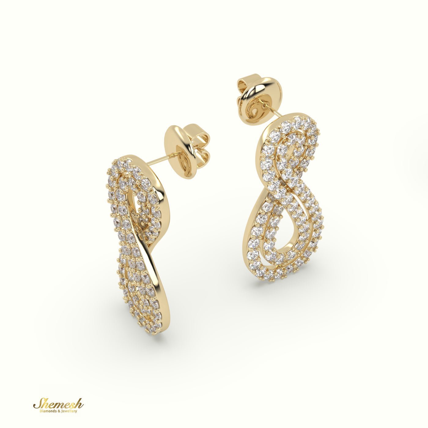 18K Gold Round Diamond Infinity Drop Earrings - shemesh_diamonds