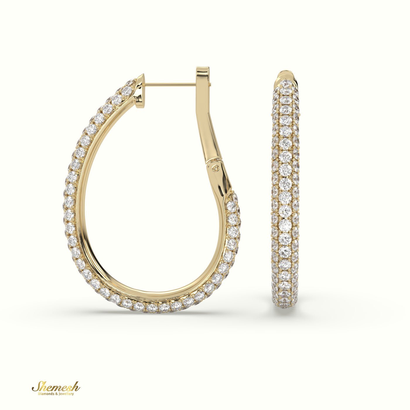 18K Gold Round Diamond Pavé Dangle Earrings - shemesh_diamonds