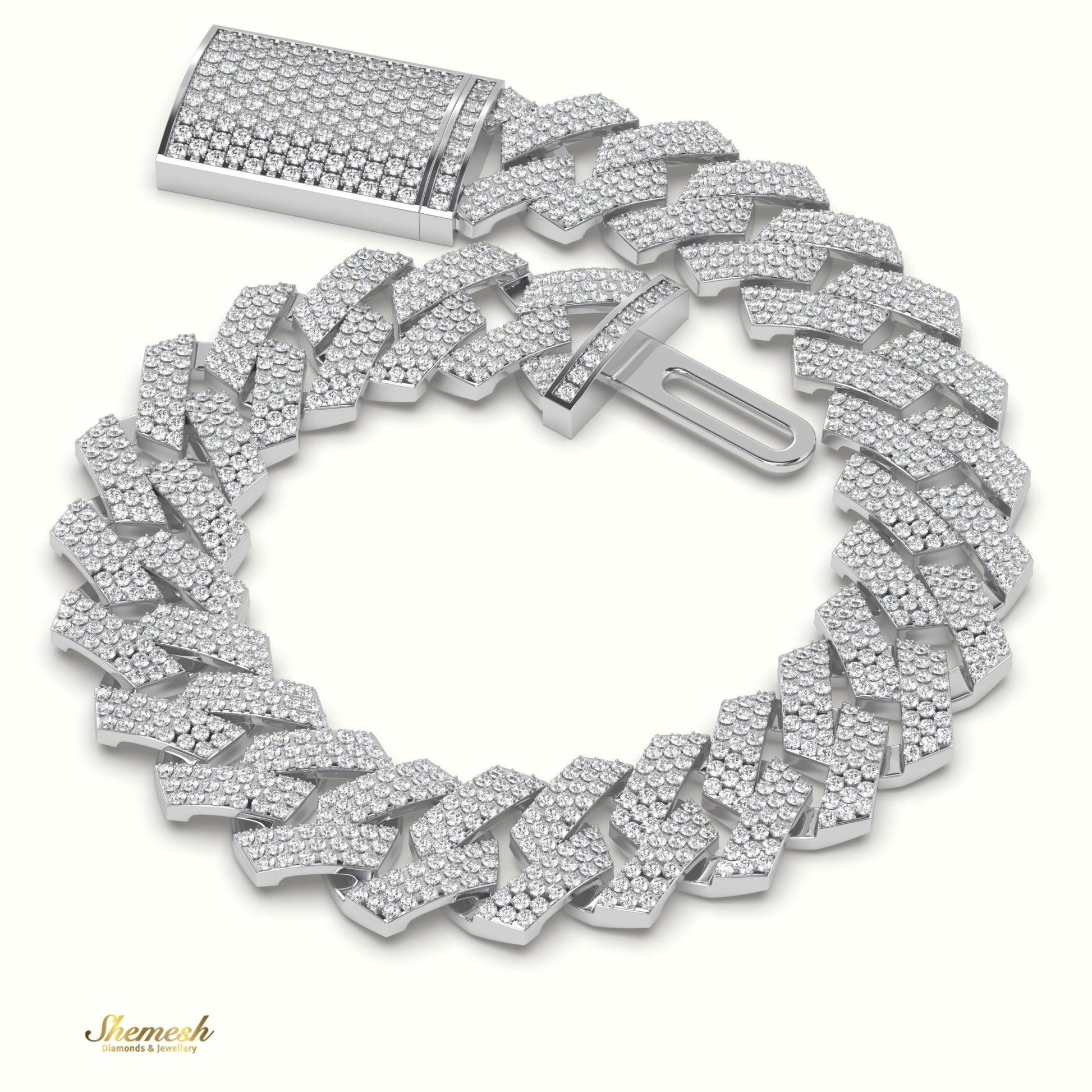 18K Gold 14mm Cuban Link Diamond Bracelet - shemesh_diamonds