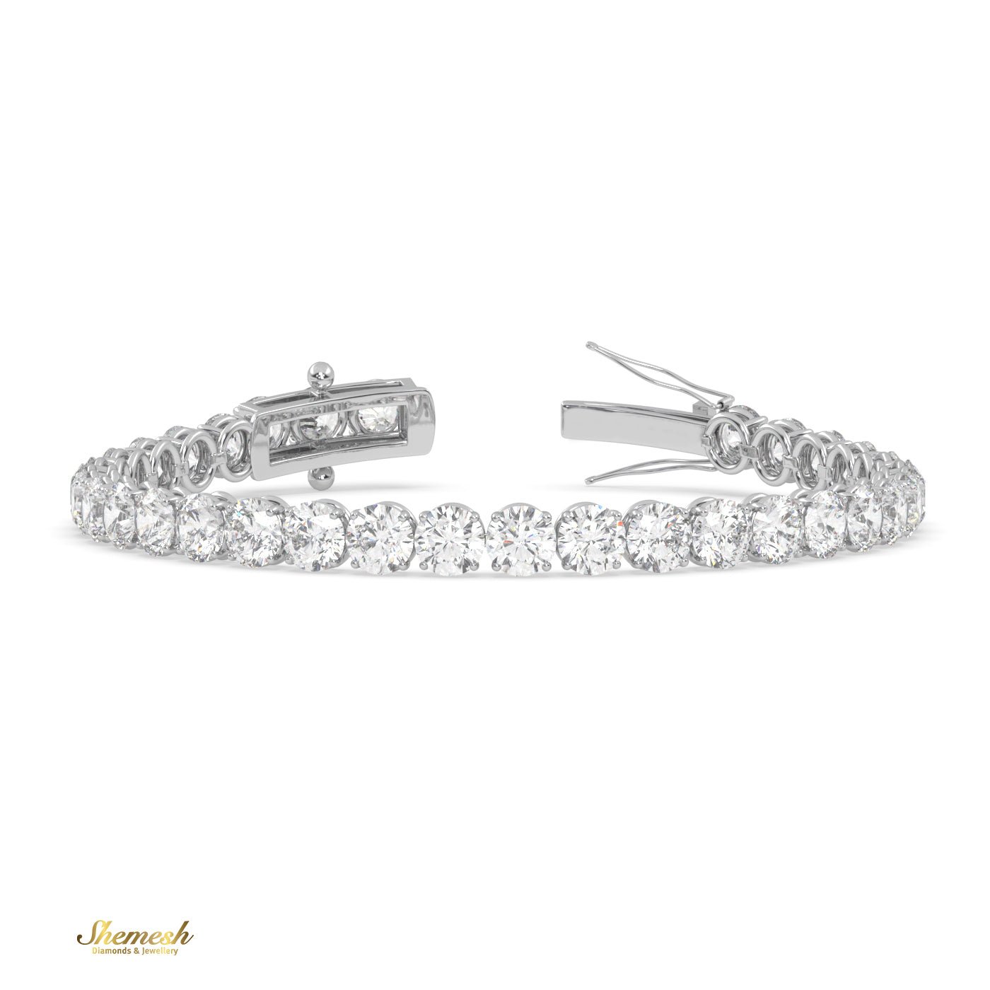 18K Gold 4 Prong Round Shape Diamond Tennis Bracelet - shemesh_diamonds