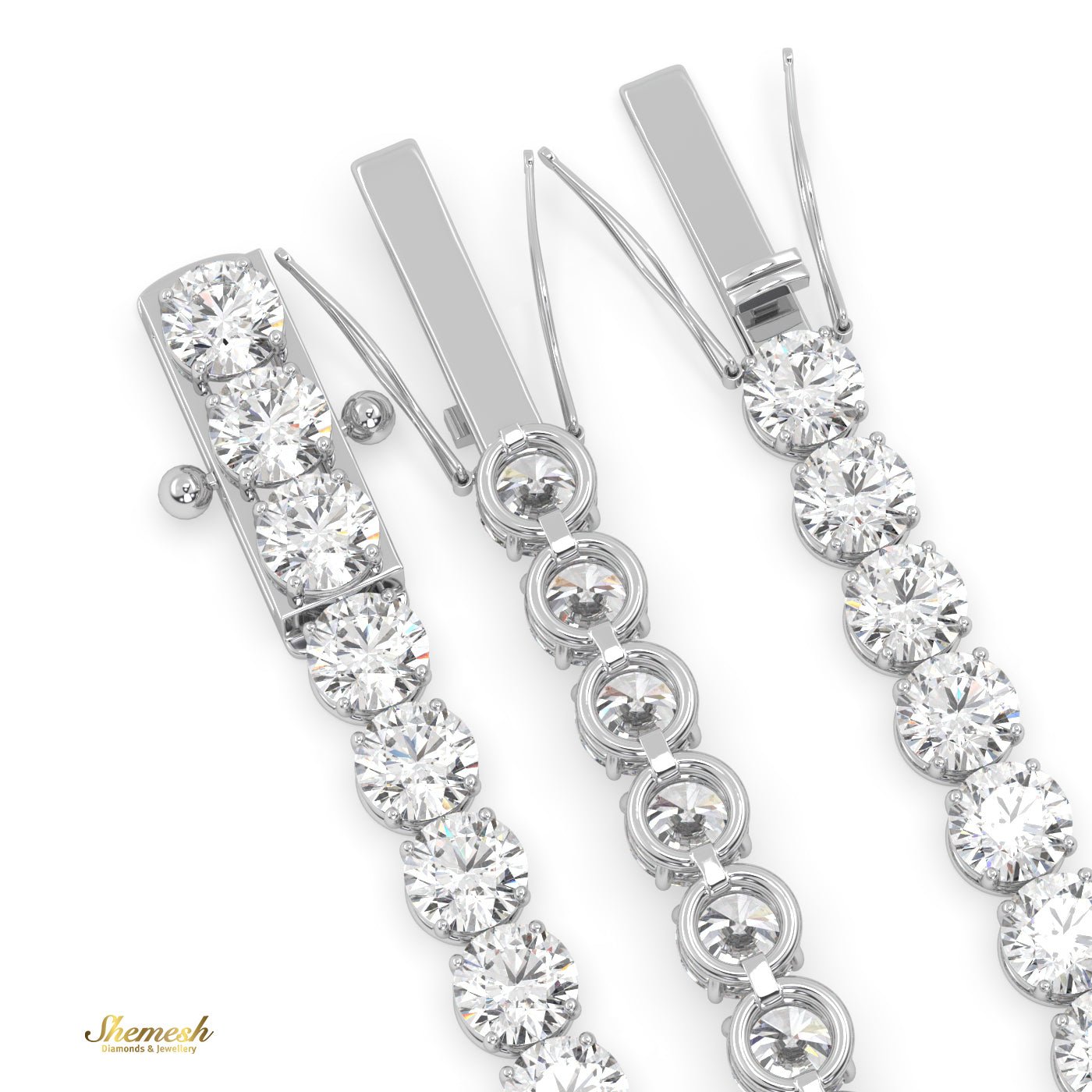 18K Gold 4 Prong Round Shape Diamond Tennis Bracelet - shemesh_diamonds