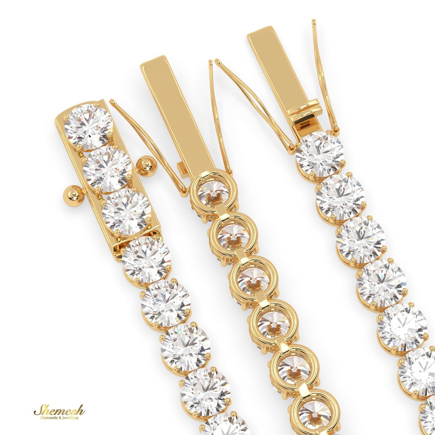 18K Gold 4 Prong Round Shape Diamond Tennis Bracelet - shemesh_diamonds