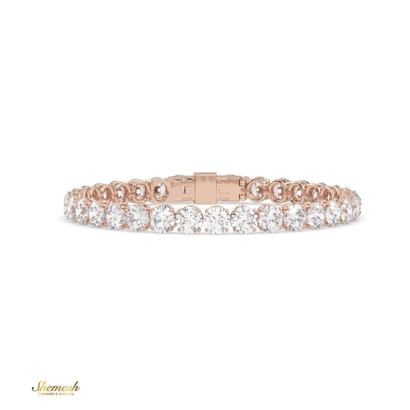 18K Gold 4 Prong Round Shape Diamond Tennis Bracelet - shemesh_diamonds