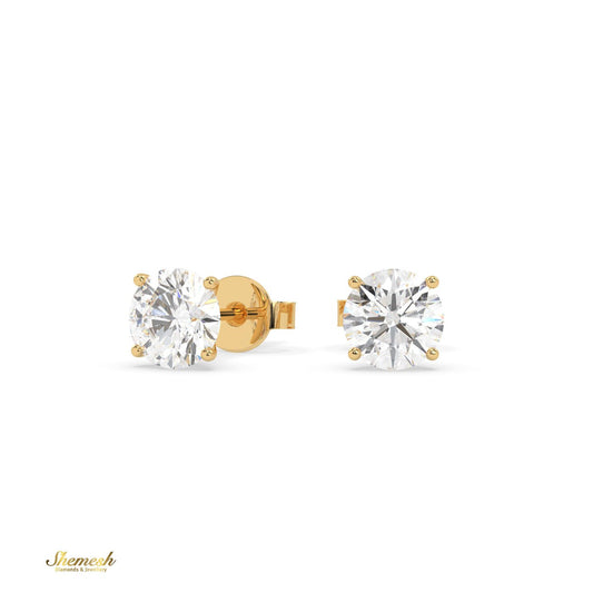 18K Gold Solitaire 4 prongs Stud Earrings - shemesh_diamonds