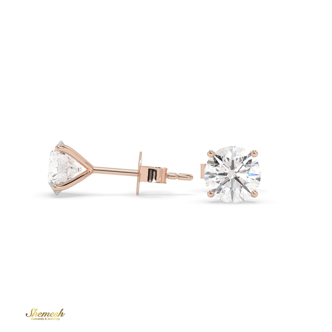 18K Gold Solitaire 4 prongs Stud Earrings - shemesh_diamonds