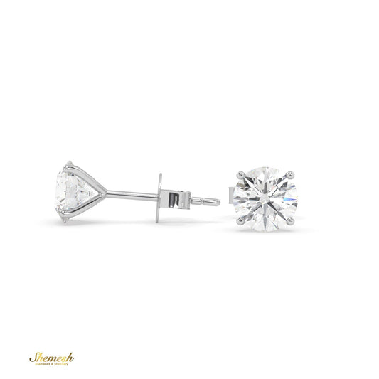 18K Gold Solitaire 4 prongs Stud Earrings - shemesh_diamonds