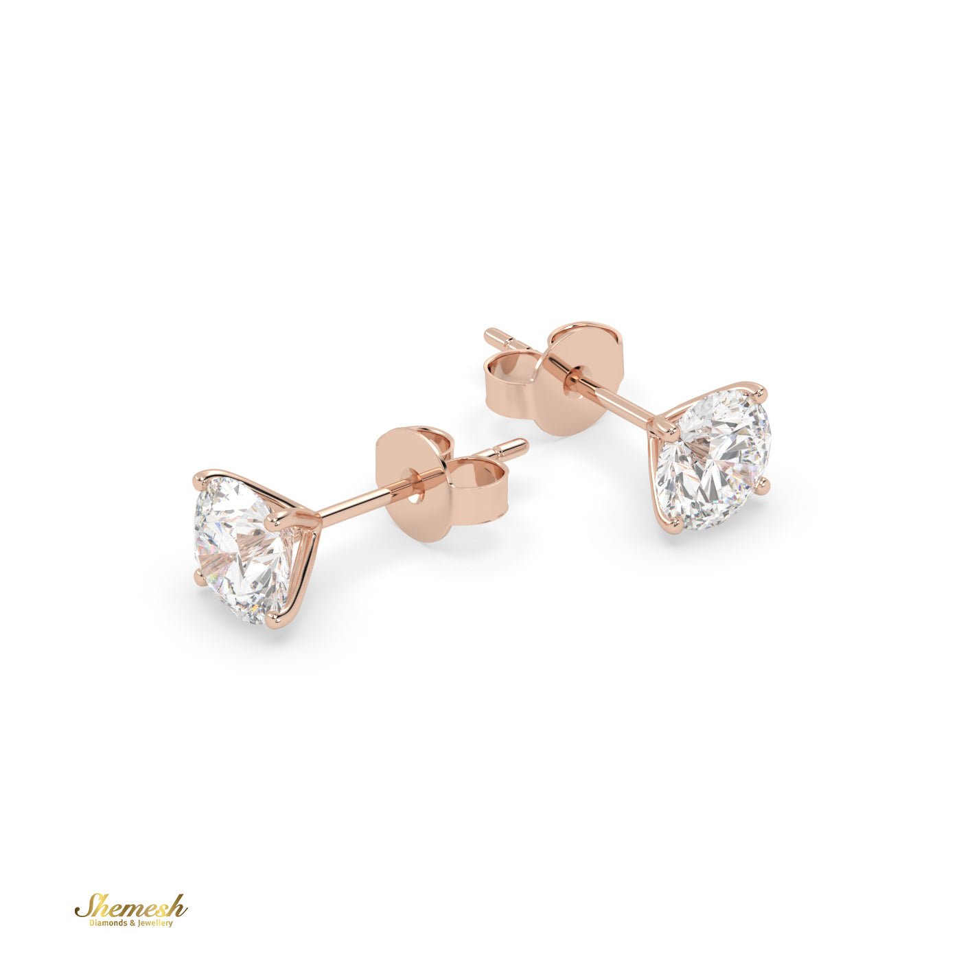 18K Gold Solitaire 4 prongs Stud Earrings - shemesh_diamonds