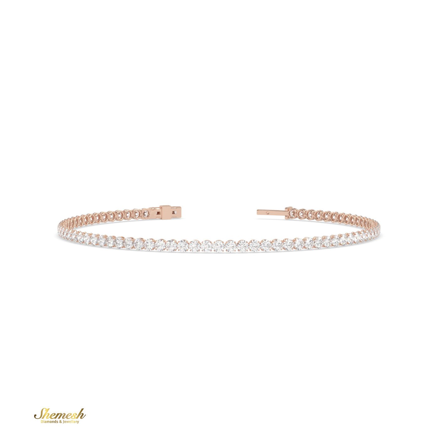 18K Gold Round - Cut Diamond Tennis Bracelet - shemesh_diamonds