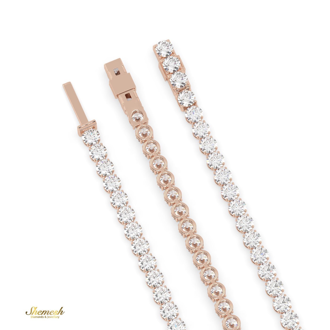 18K Gold Round - Cut Diamond Tennis Bracelet - shemesh_diamonds