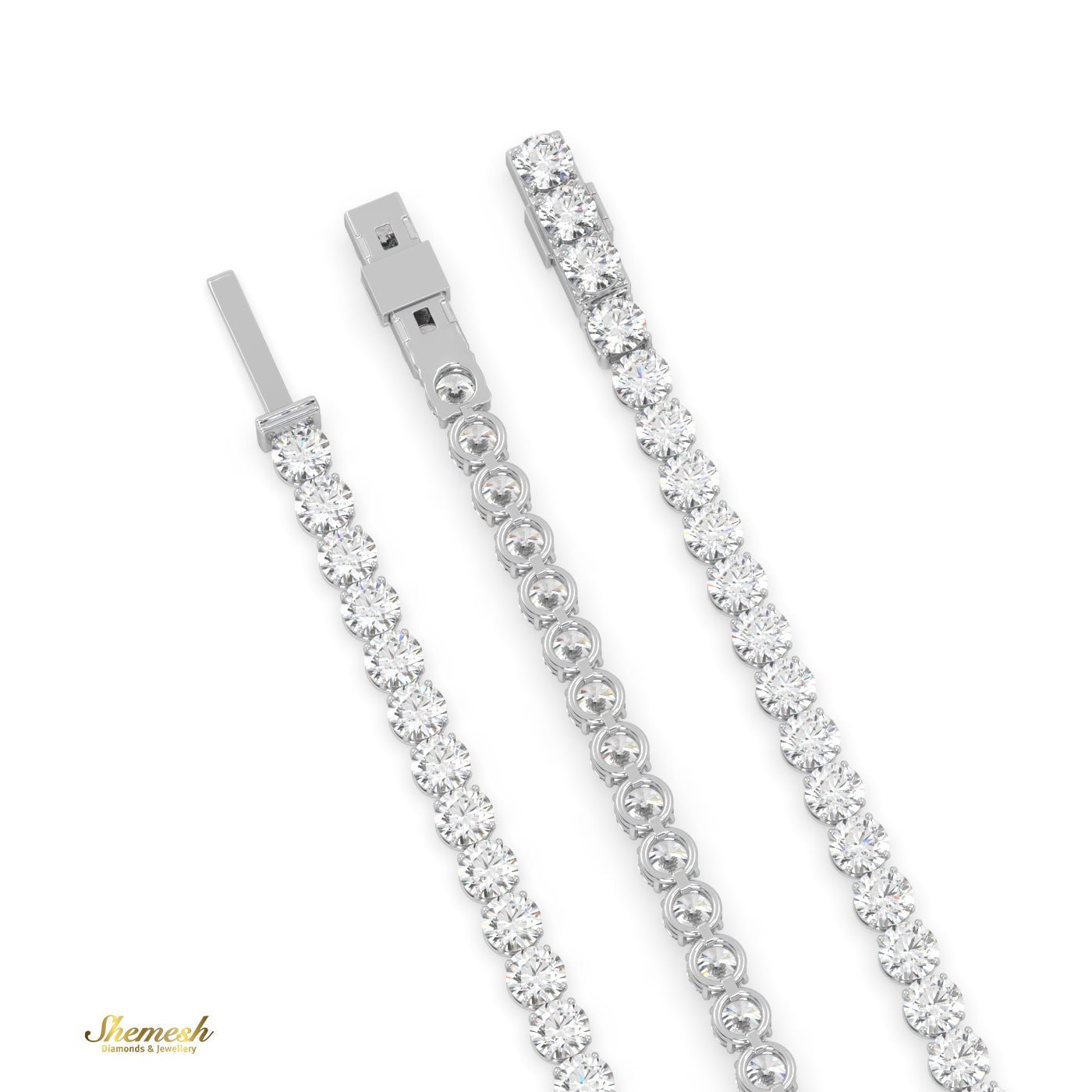 18K Gold Round - Cut Diamond Tennis Bracelet - shemesh_diamonds