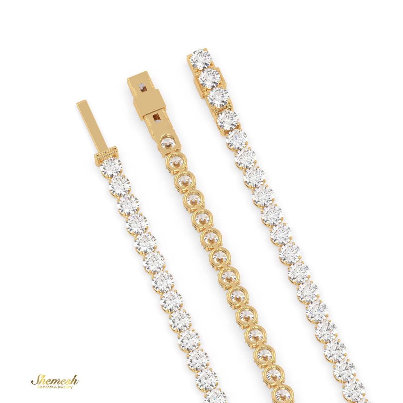 18K Gold Round - Cut Diamond Tennis Bracelet - shemesh_diamonds