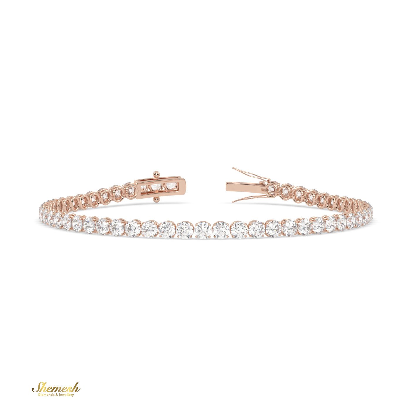 18K Gold 3.0 mm Round Shape Diamond Tennis Bracelet In Round Setting - shemesh_diamonds