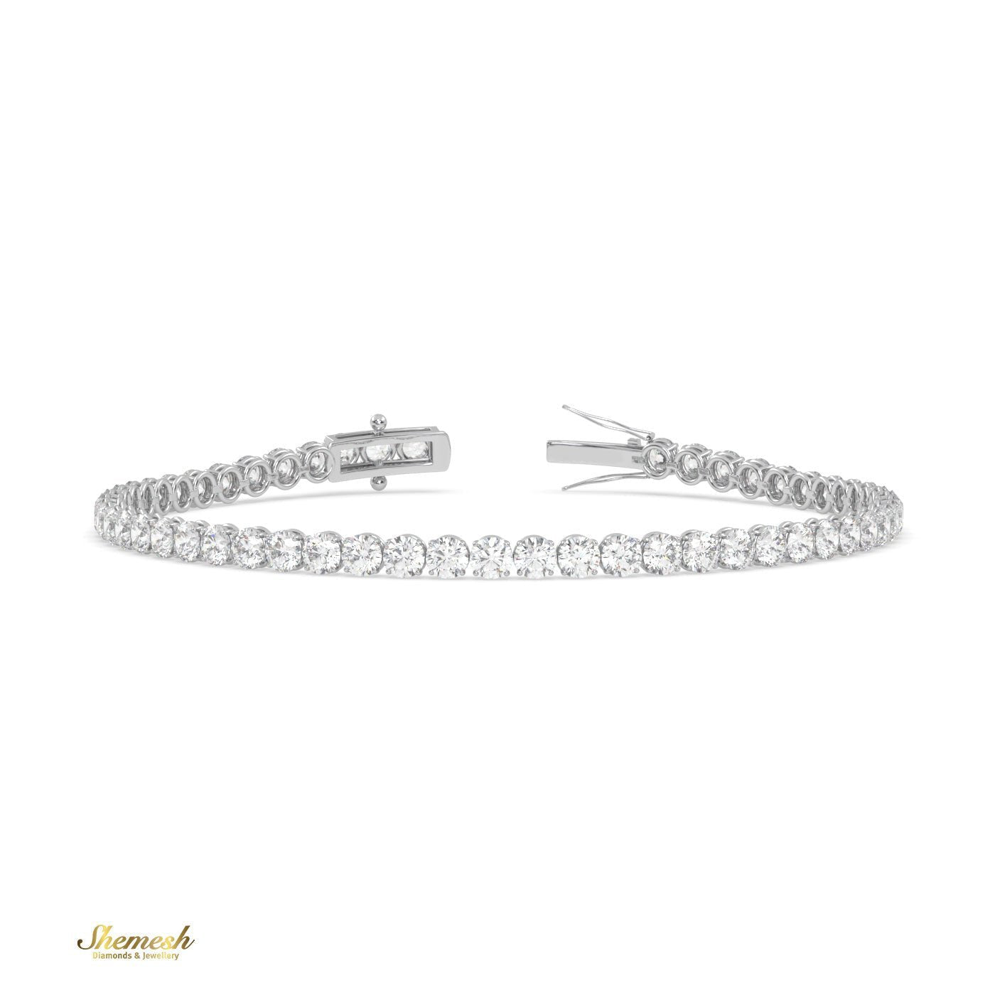 18K Gold 3.0 mm Round Shape Diamond Tennis Bracelet In Round Setting - shemesh_diamonds