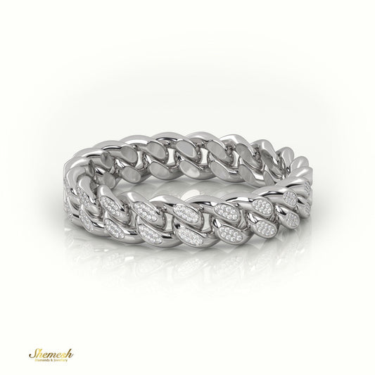 18K Gold Cuban Link Diamond Ring - shemesh_diamonds