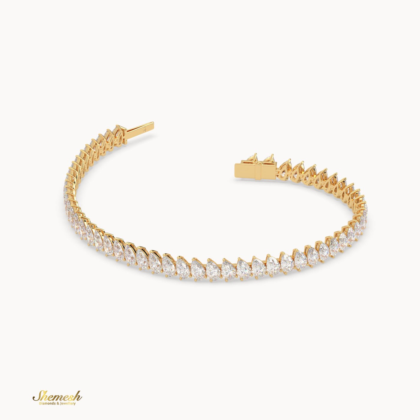 18K Gold (5*3mm)Pear Diamond Tennis Bracelet - shemesh_diamonds