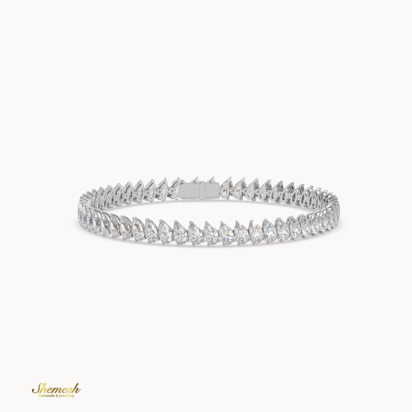 18K Gold (5*3mm)Pear Diamond Tennis Bracelet - shemesh_diamonds