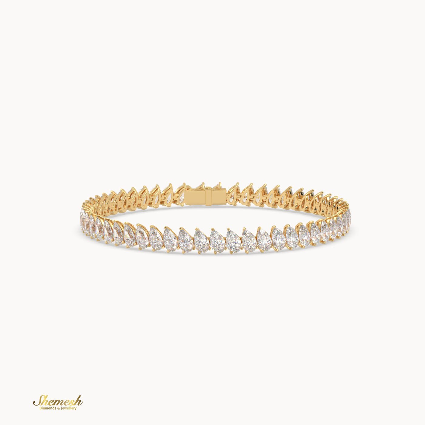 18K Gold (5*3mm)Pear Diamond Tennis Bracelet - shemesh_diamonds