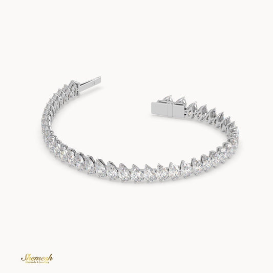 18k Gold (6*4mm) 3 Prong Pear Diamond Tennis Bracelet - shemesh_diamonds