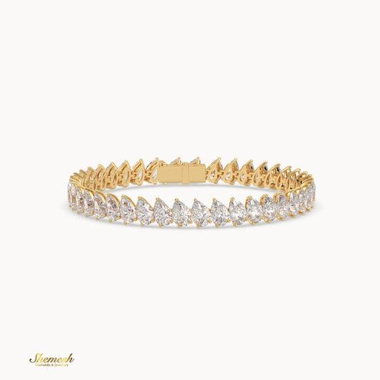 18k Gold (6*4mm) 3 Prong Pear Diamond Tennis Bracelet - shemesh_diamonds