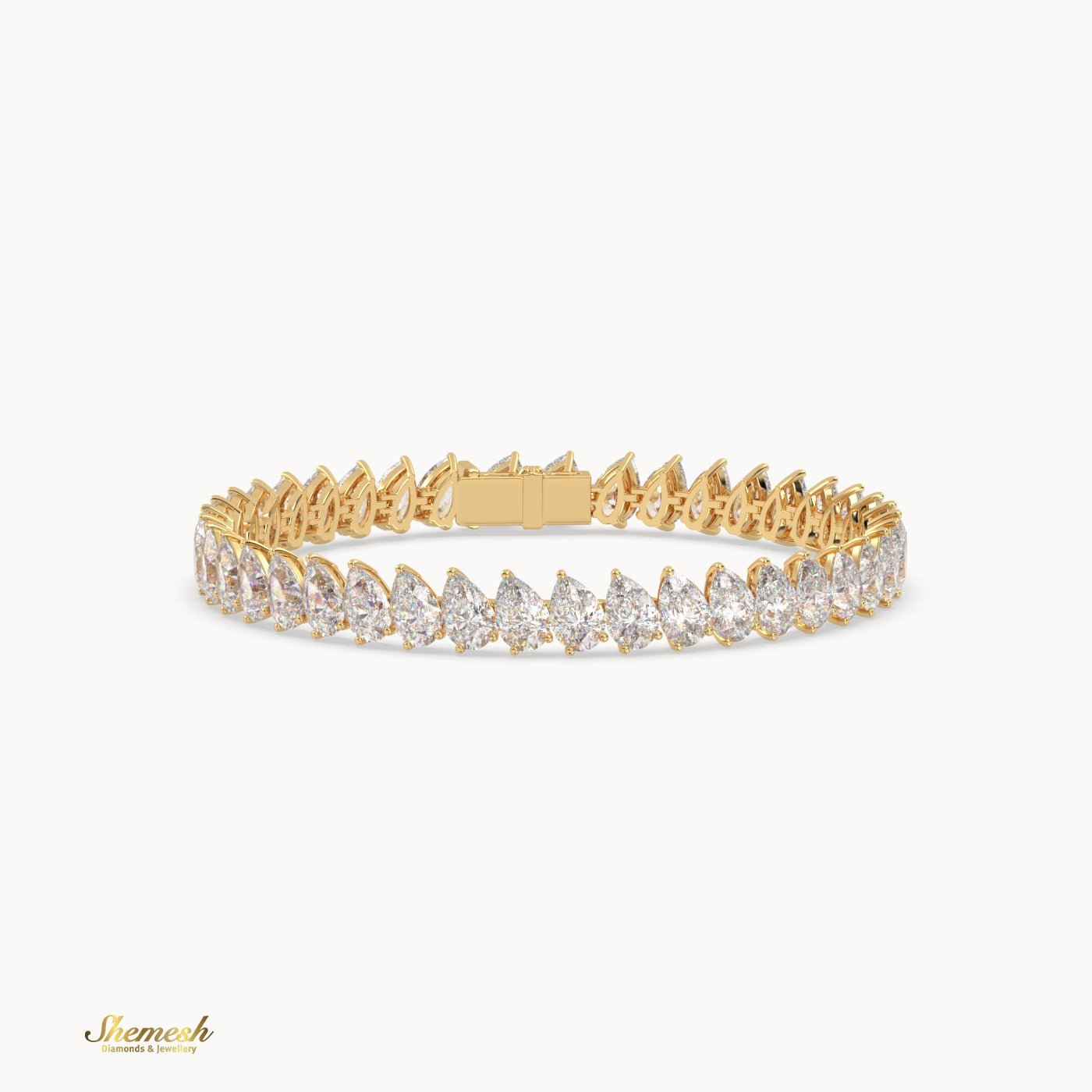 18k Gold (6*4mm) 3 Prong Pear Diamond Tennis Bracelet - shemesh_diamonds