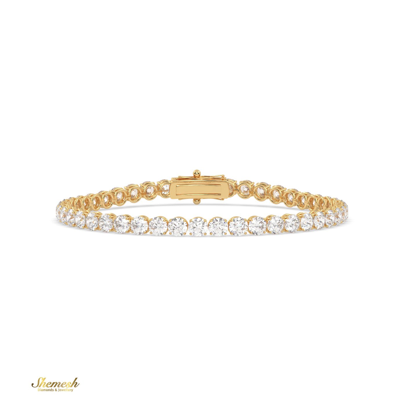 18K Gold 3.30mm Round Diamond Tennis Bracelet - shemesh_diamonds