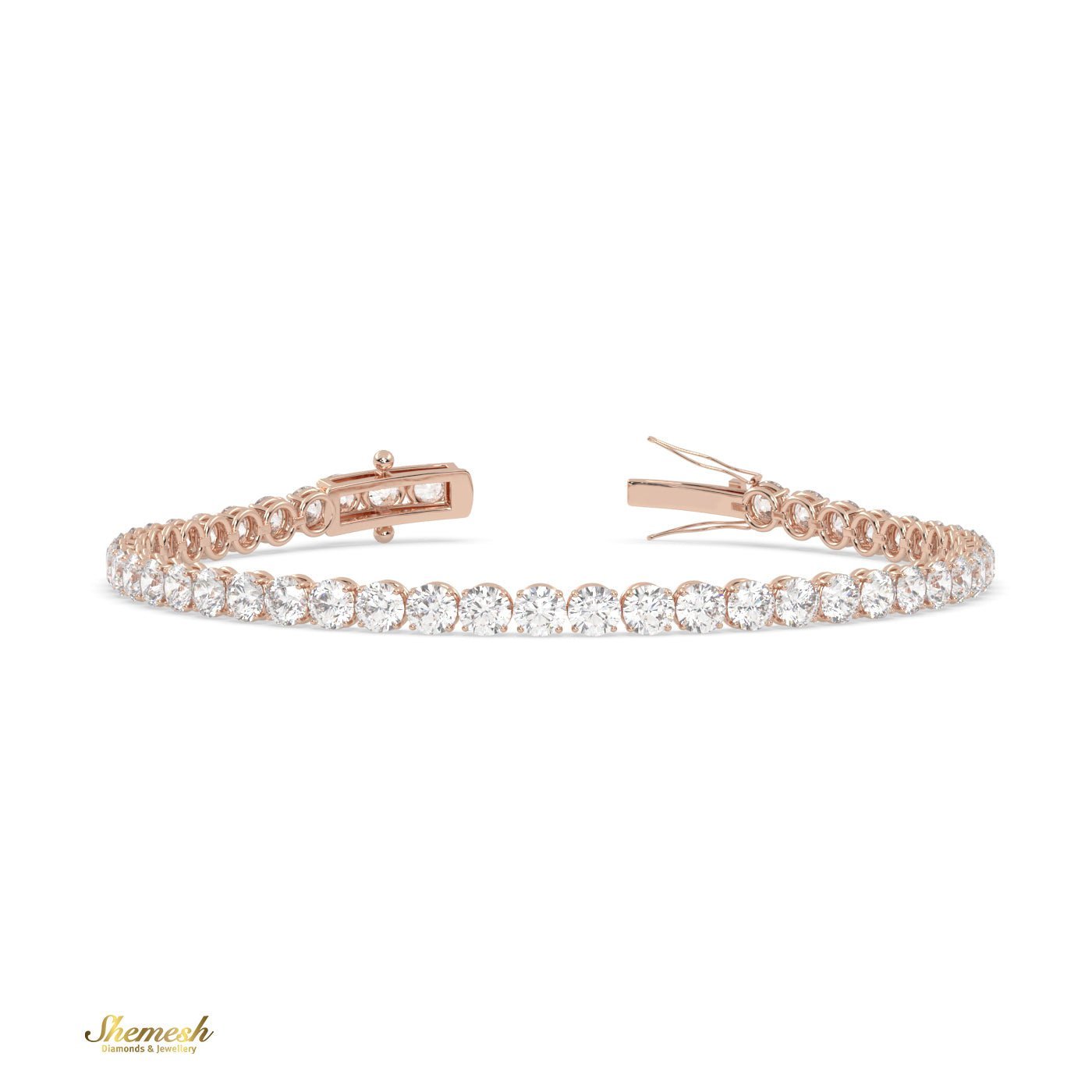 18K Gold 3.30mm Round Diamond Tennis Bracelet - shemesh_diamonds