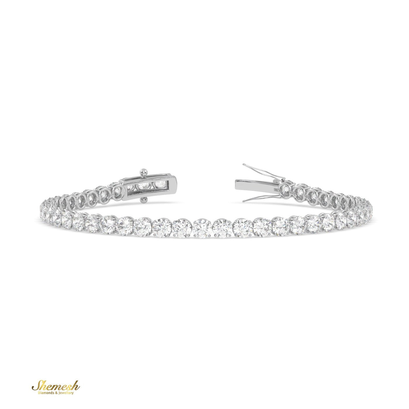 18K Gold 3.30mm Round Diamond Tennis Bracelet - shemesh_diamonds