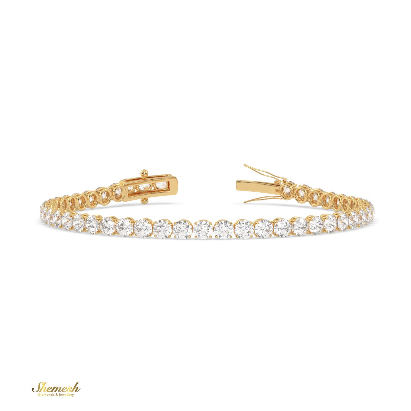 18K Gold 3.30mm Round Diamond Tennis Bracelet - shemesh_diamonds