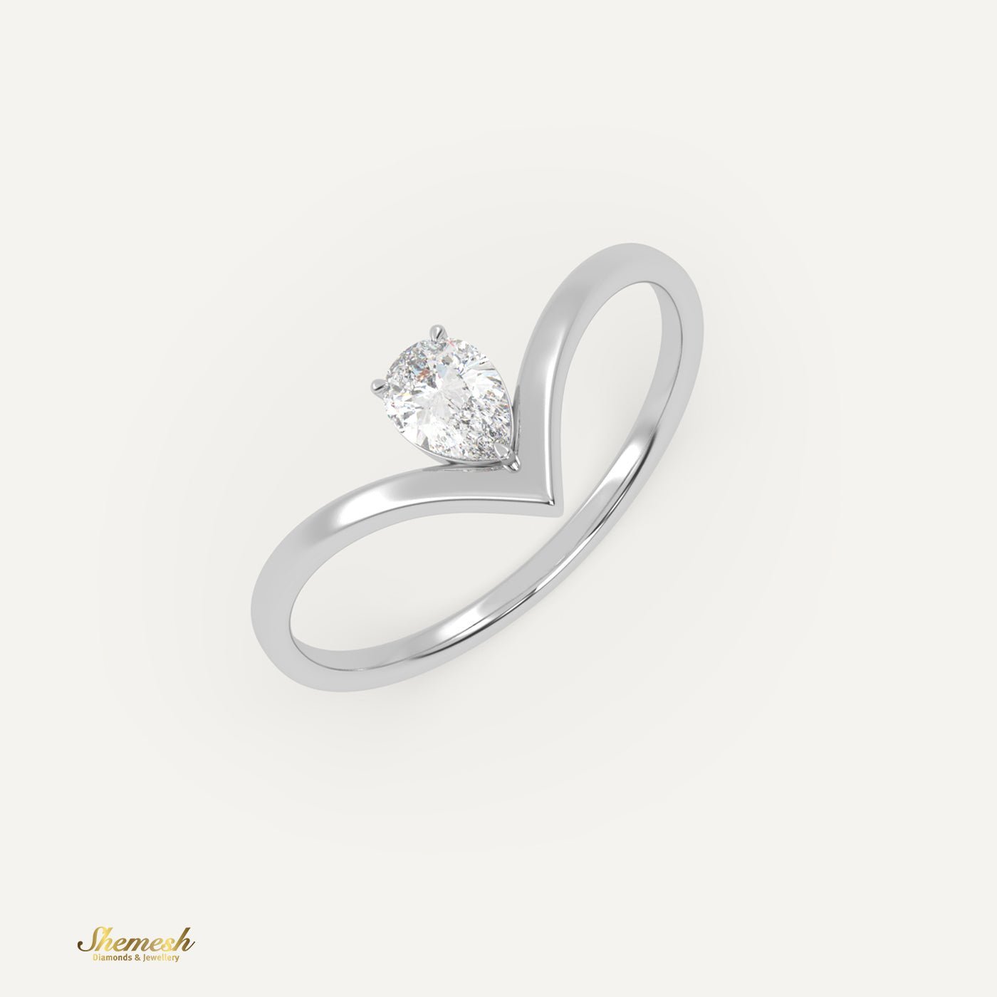 18K Gold V Shaped Pear Diamond Ring - shemesh_diamonds