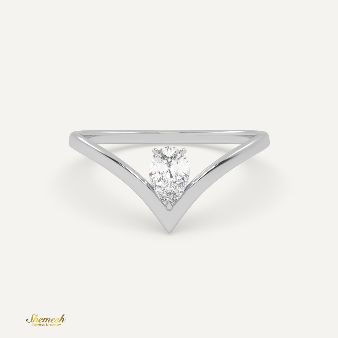 18K Gold V Shaped Pear Diamond Ring - shemesh_diamonds