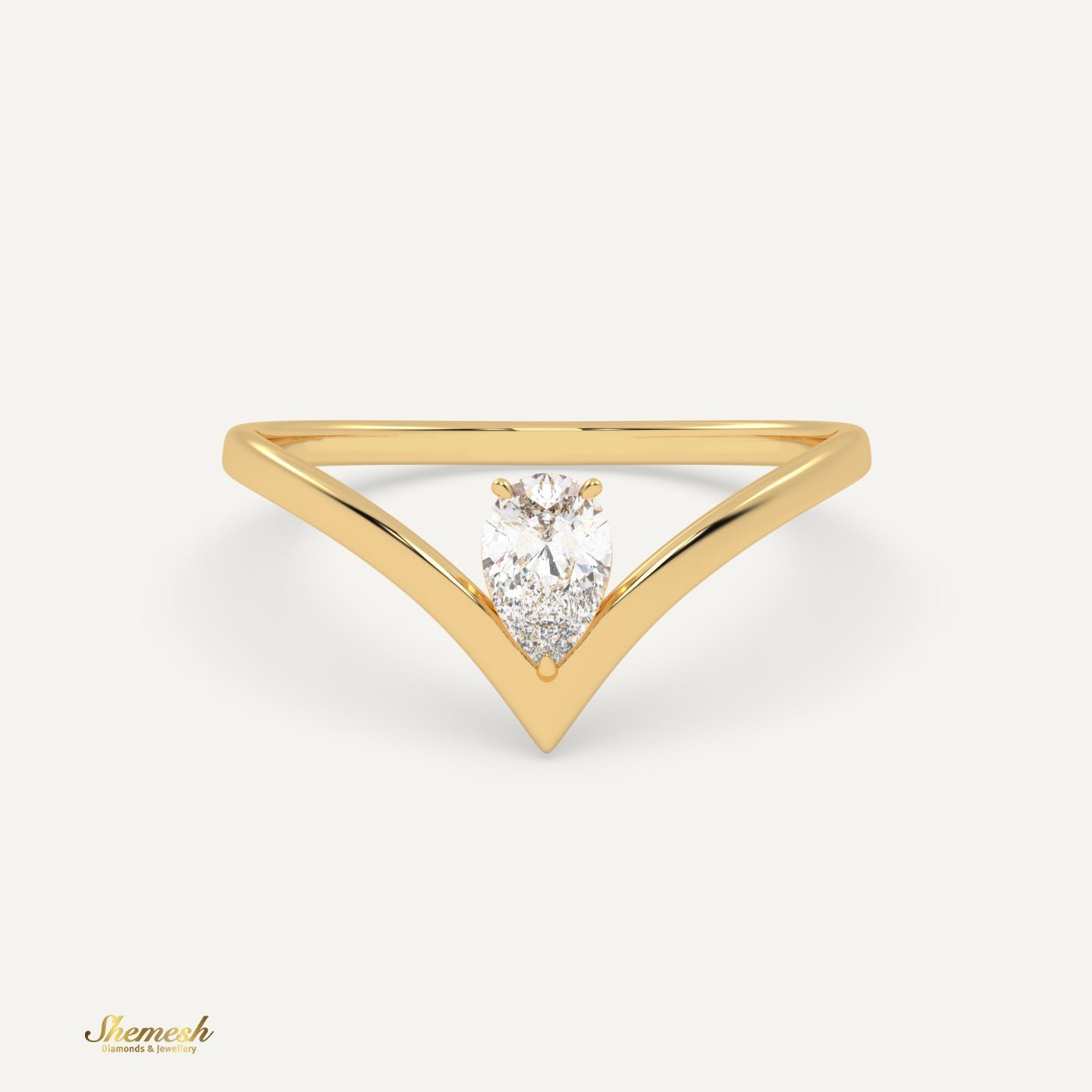 18K Gold V Shaped Pear Diamond Ring - shemesh_diamonds