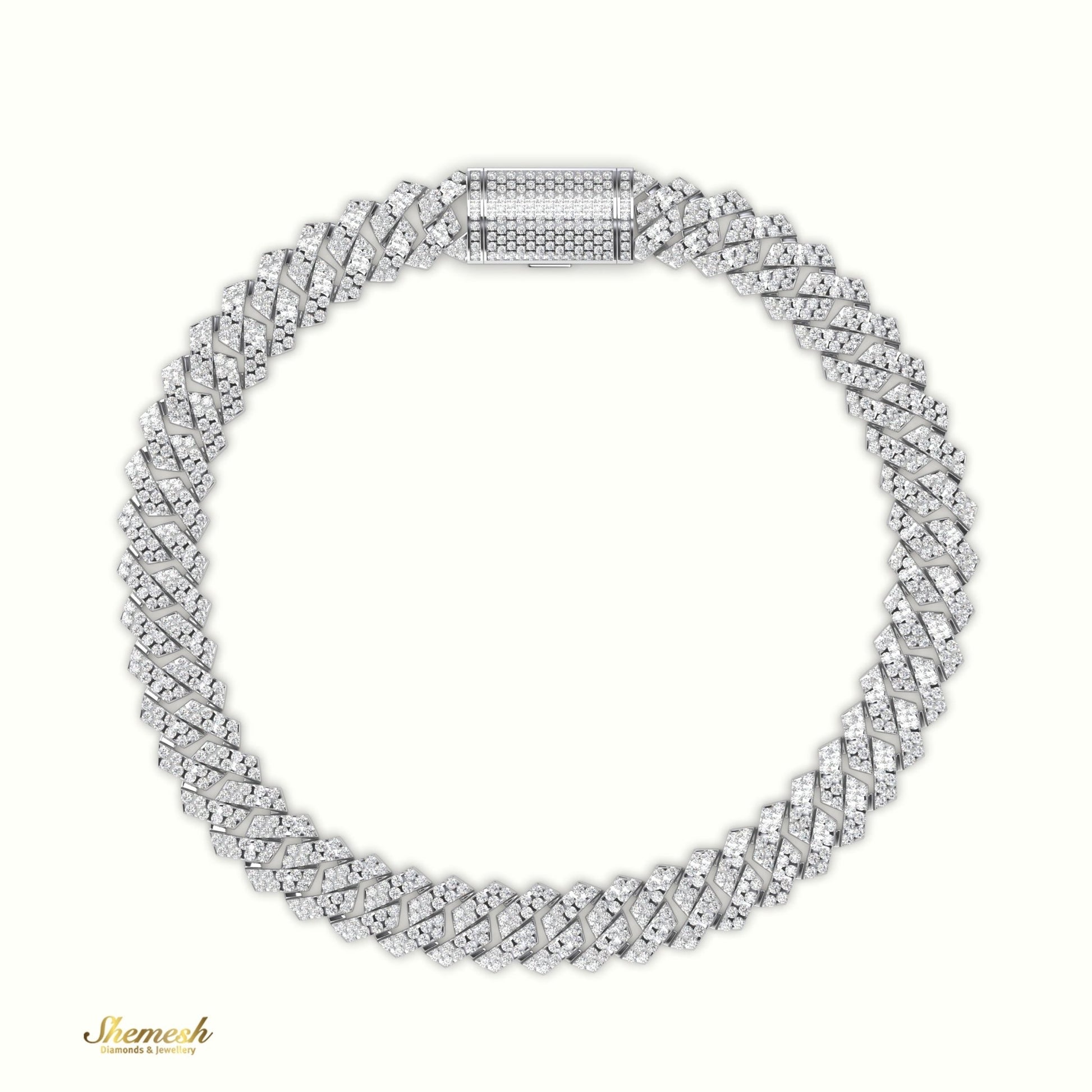 18K Gold 8mm Diamond Cuban Link Bracelet - shemesh_diamonds