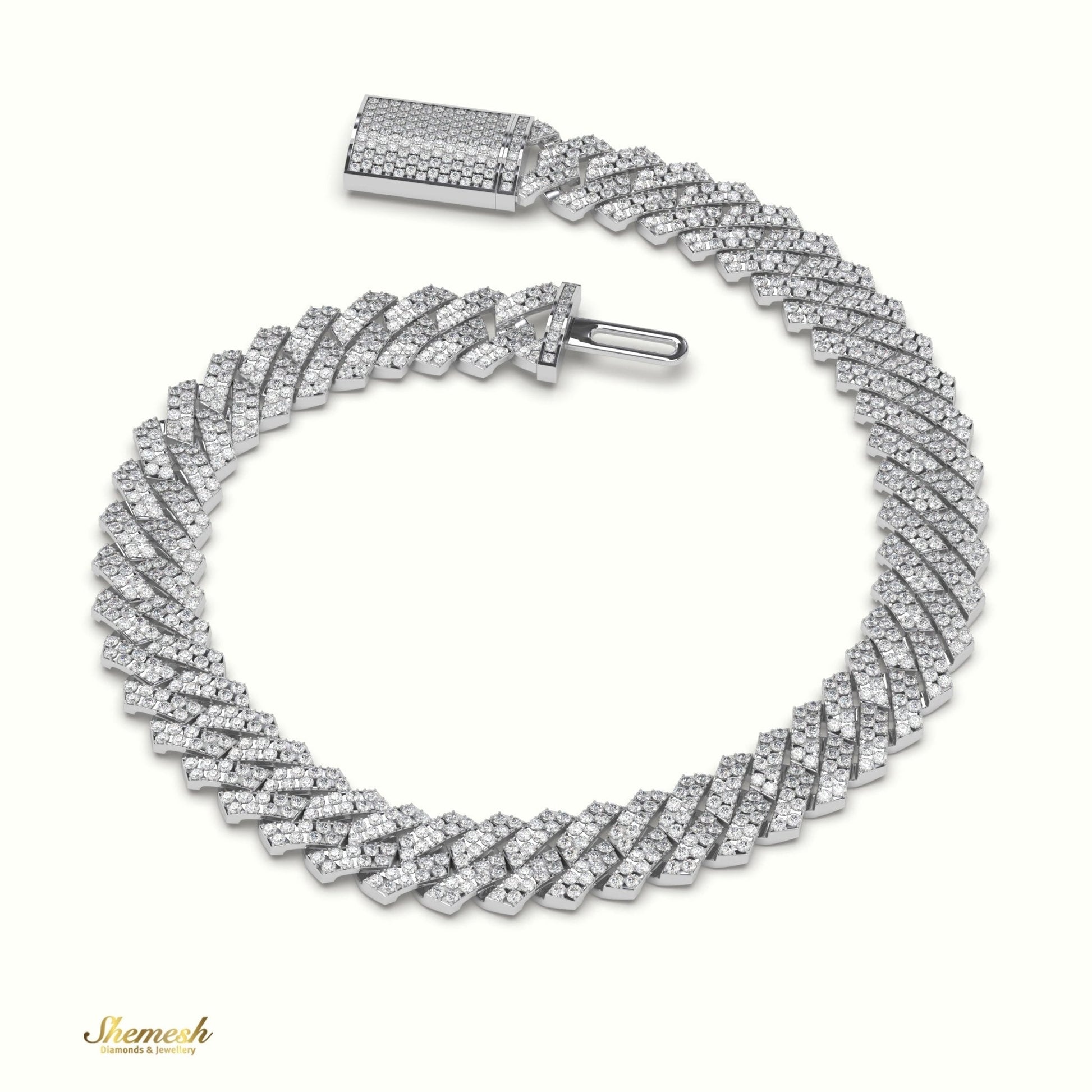 18K Gold 8mm Diamond Cuban Link Bracelet - shemesh_diamonds