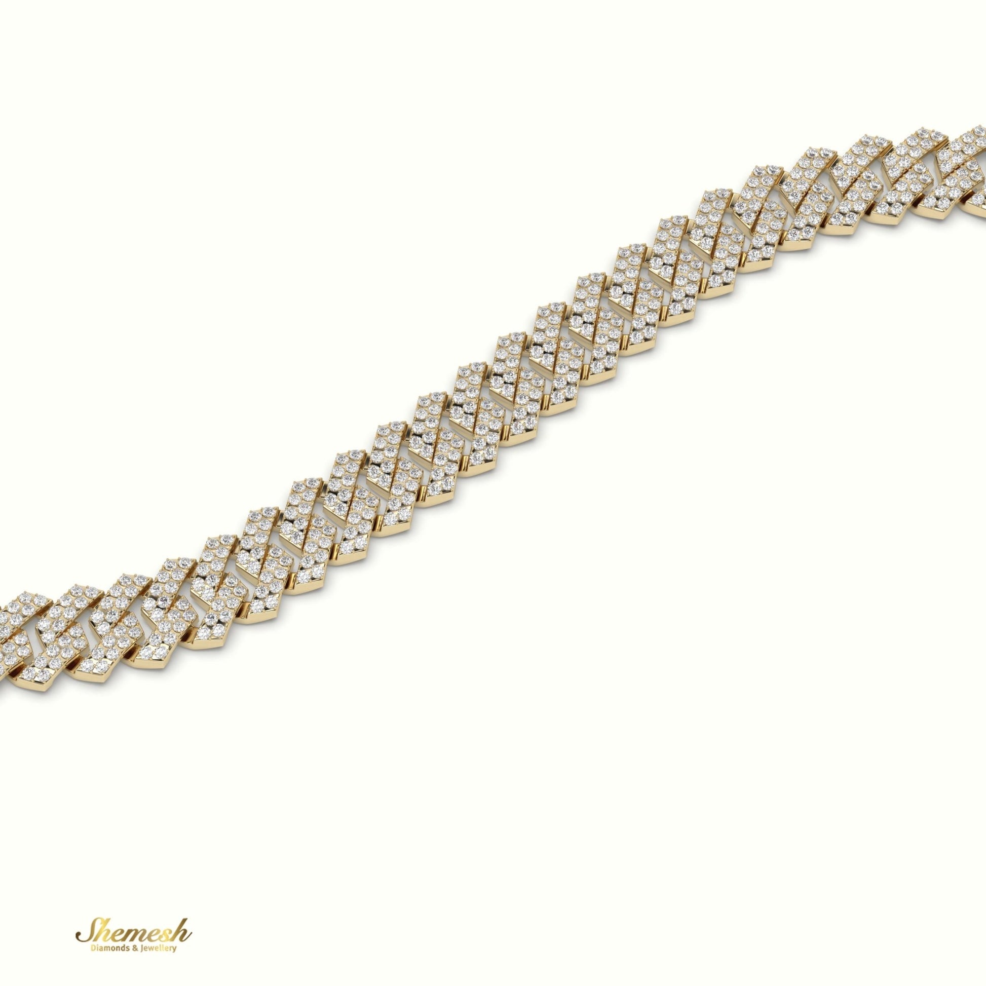 18K Gold 8mm Diamond Cuban Link Bracelet - shemesh_diamonds