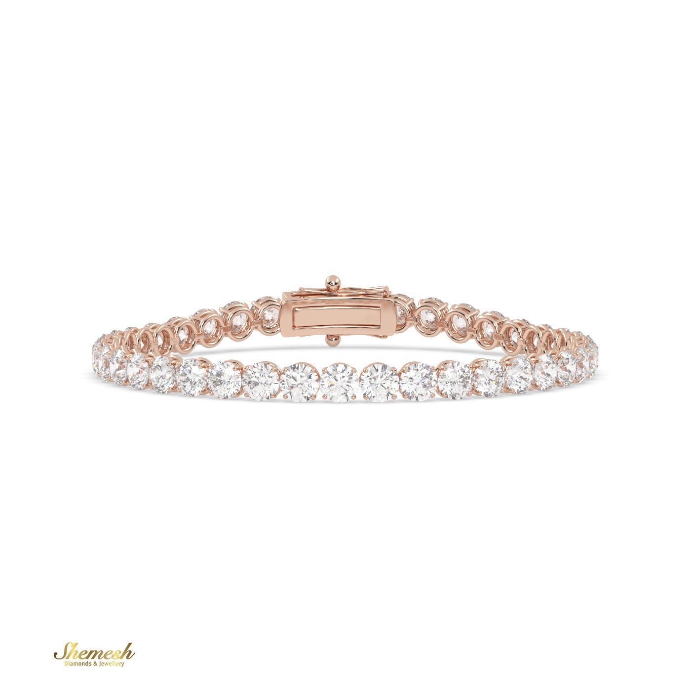 18K Gold 3.80mm 4 Prong Round Shape Diamond Tennis Bracelet - shemesh_diamonds