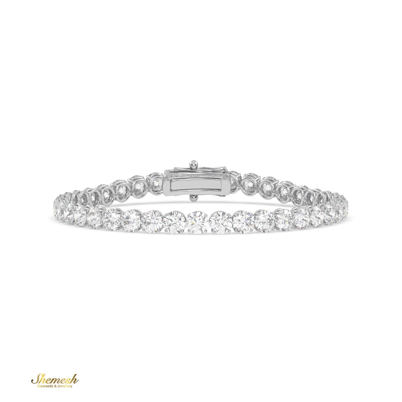 18K Gold 3.80mm 4 Prong Round Shape Diamond Tennis Bracelet - shemesh_diamonds