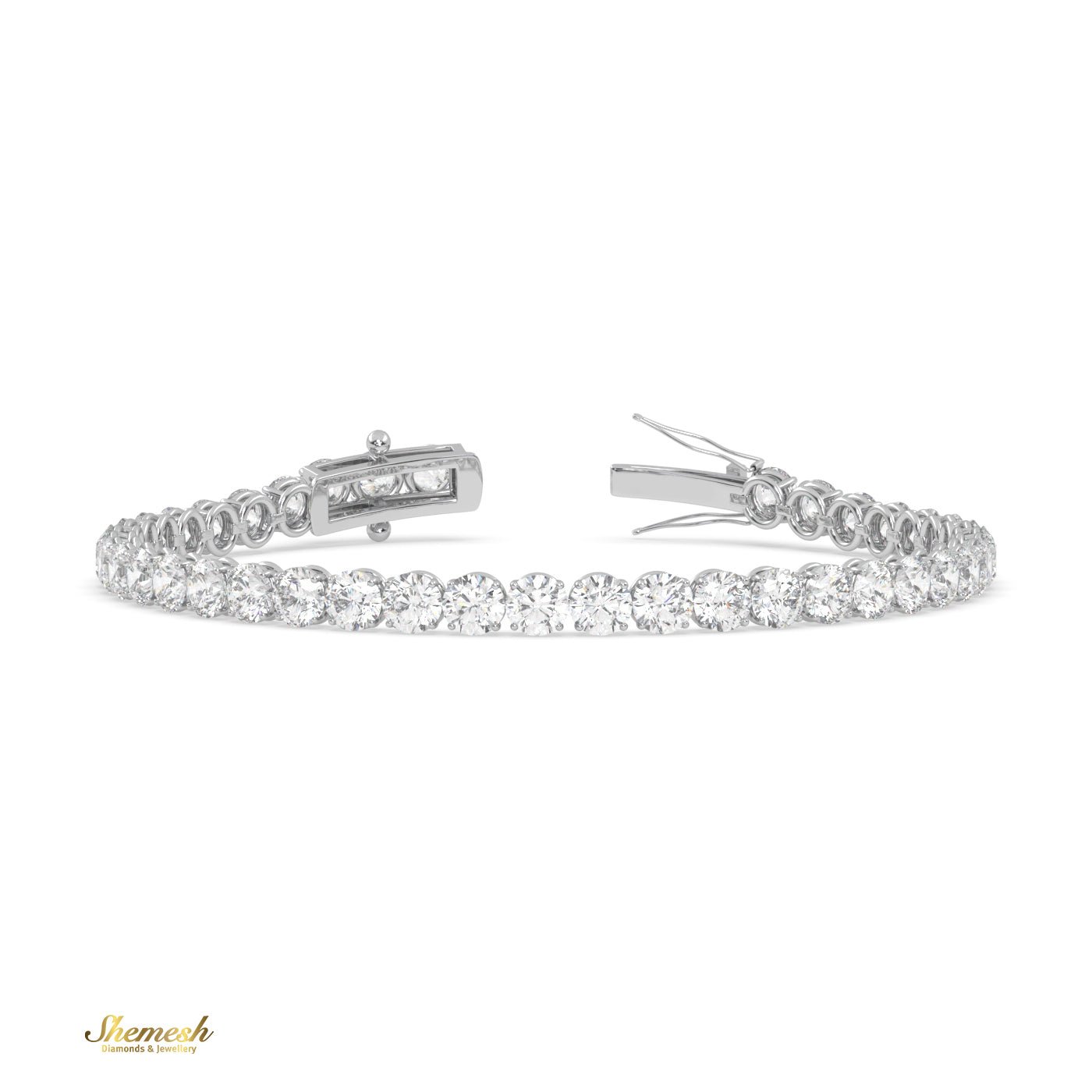 18K Gold 3.80mm 4 Prong Round Shape Diamond Tennis Bracelet - shemesh_diamonds