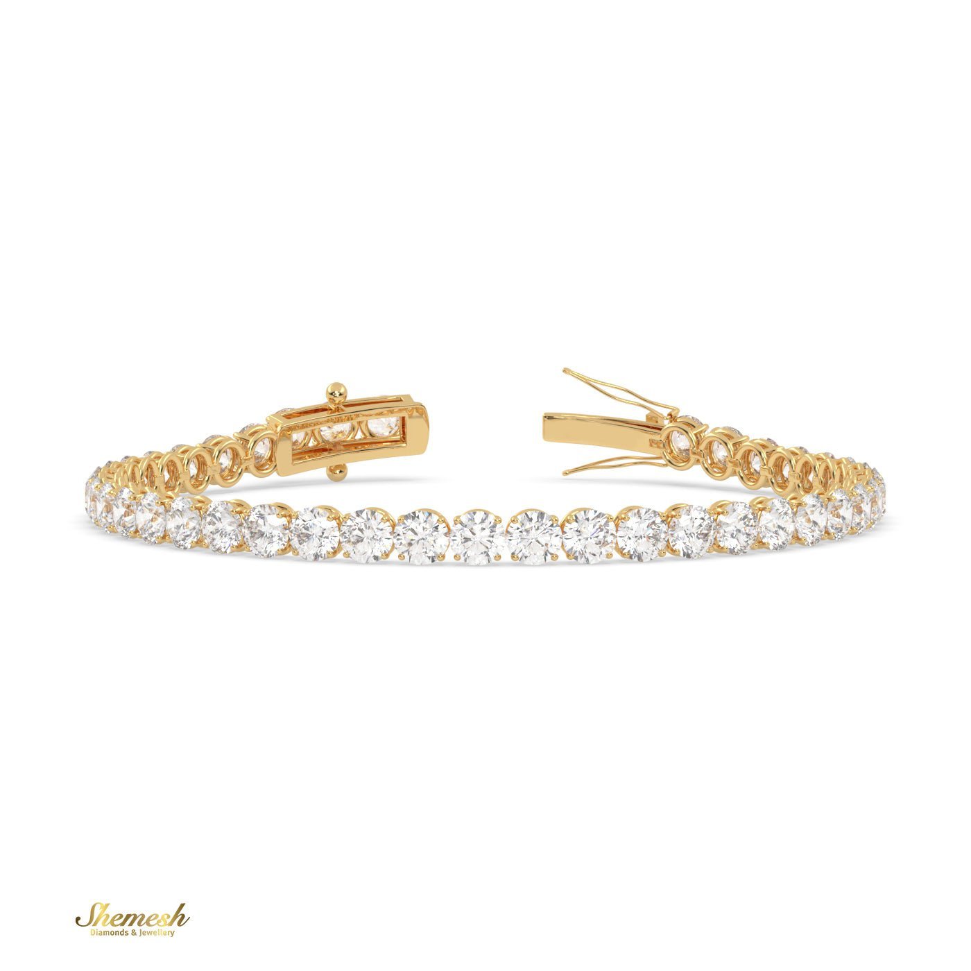 18K Gold 3.80mm 4 Prong Round Shape Diamond Tennis Bracelet - shemesh_diamonds