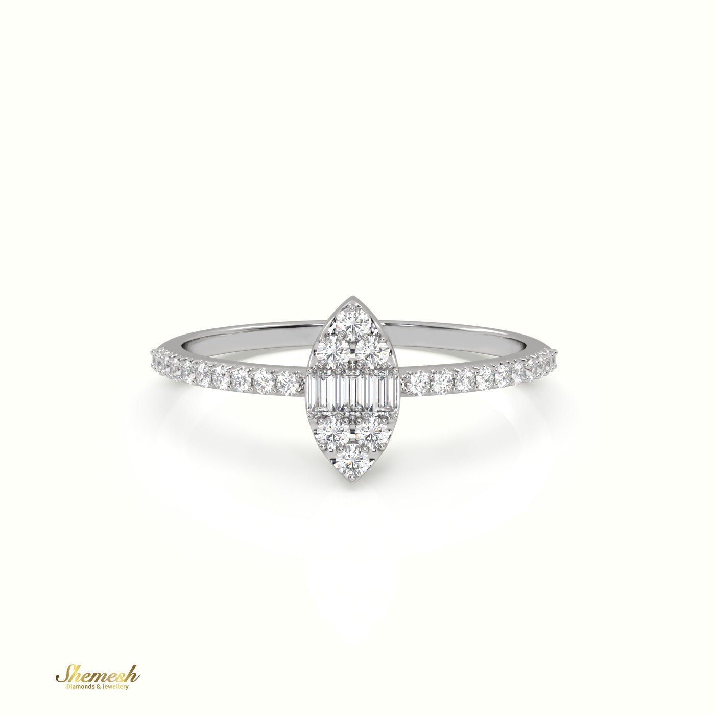 18K Gold Invinsible Baguette and Round Diamond Open Ring - shemesh_diamonds