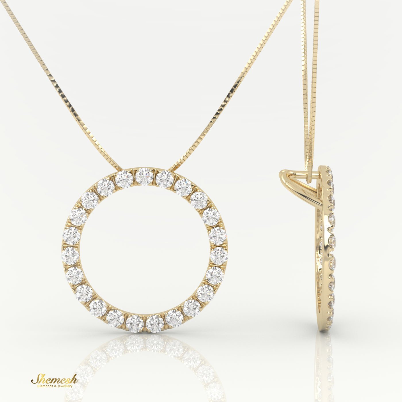 18K Gold Circle of Life Pendant Diamond Necklace - shemesh_diamonds