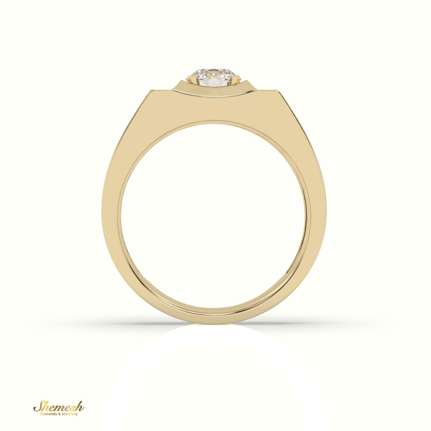 18K Gold Round Diamond Accent Ring for Men - shemesh_diamonds