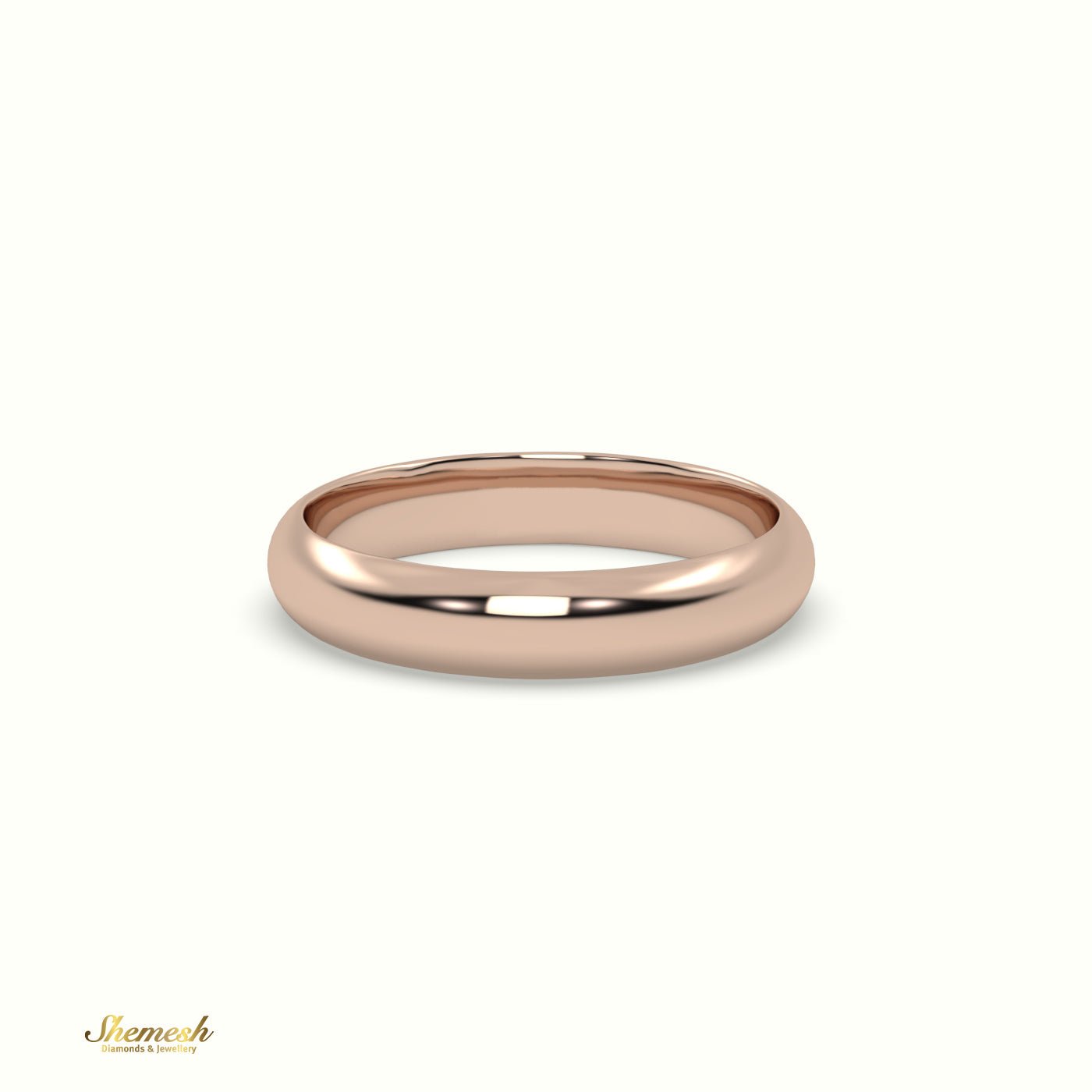 18K Gold D Shape Flat Wedding Band - shemesh_diamonds