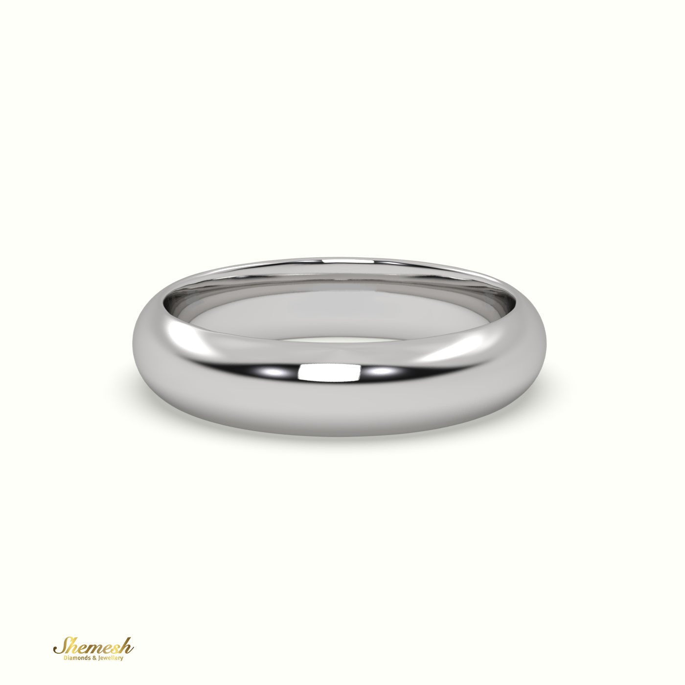 18K Gold D Shape Flat Wedding Band - shemesh_diamonds