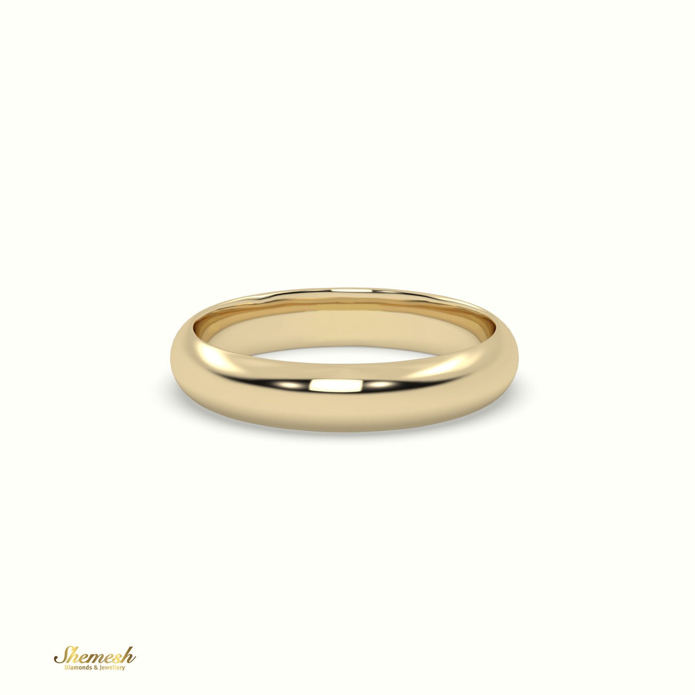 18K Gold D Shape Flat Wedding Band - shemesh_diamonds