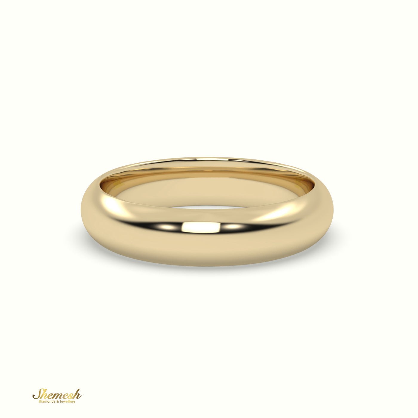 18K Gold D Shape Flat Wedding Band - shemesh_diamonds