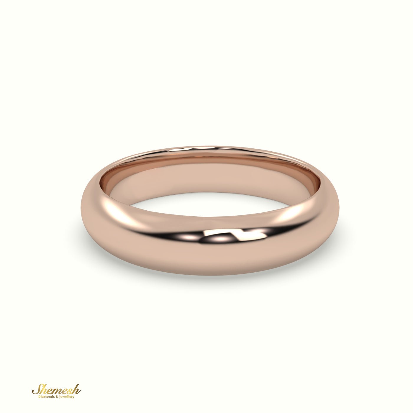 18K Gold D Shape Flat Wedding Band - shemesh_diamonds