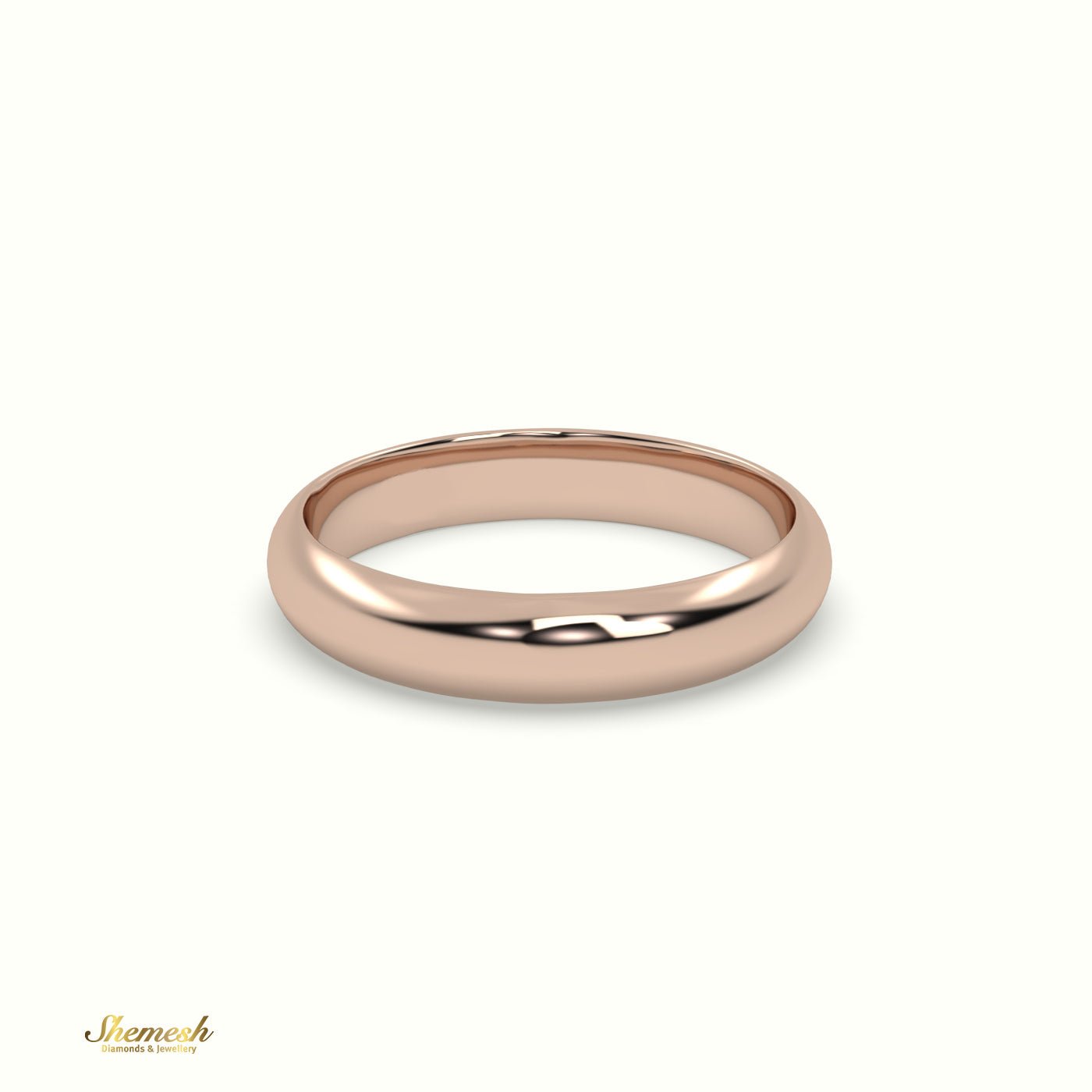 18K Gold D Shape Flat Wedding Band - shemesh_diamonds