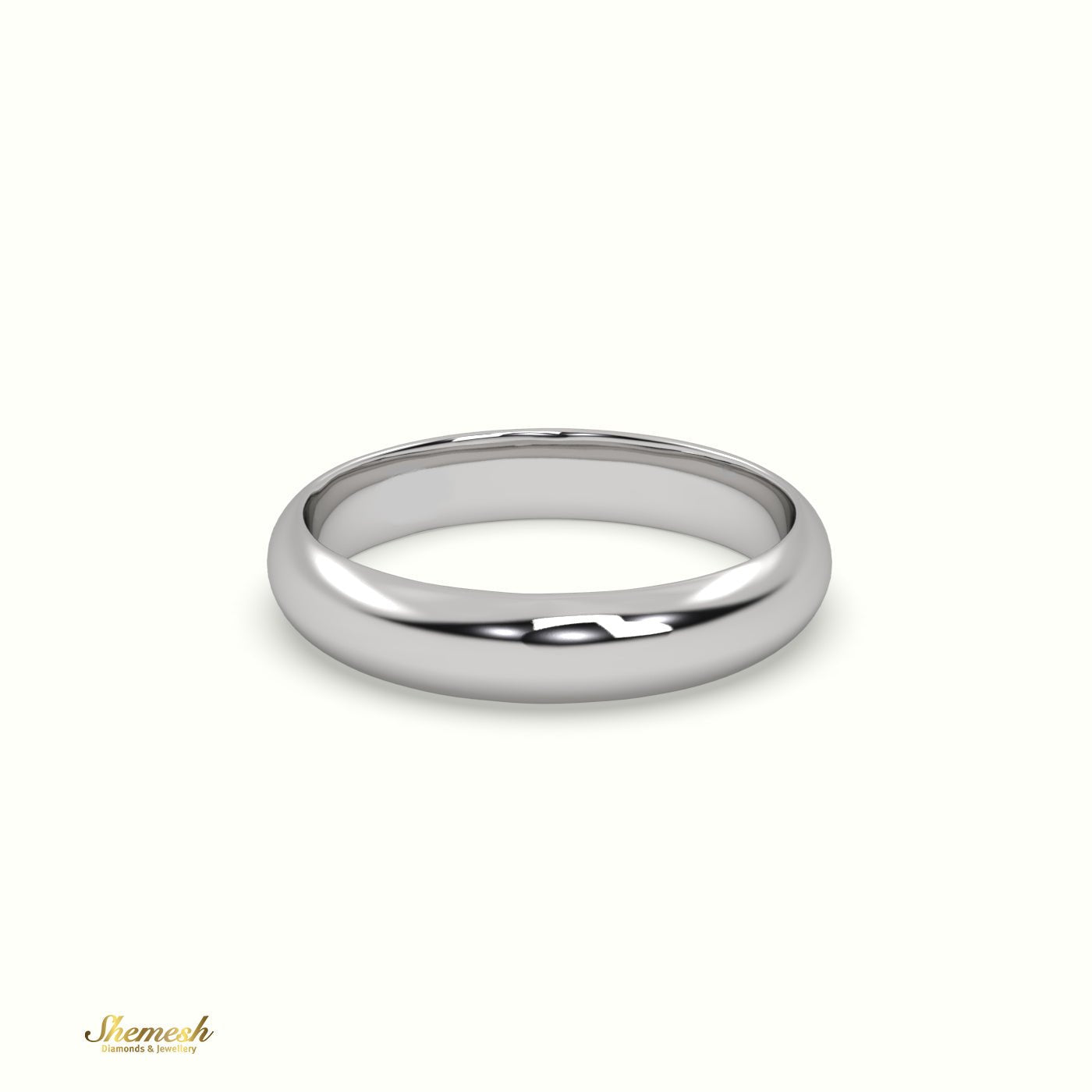 18K Gold D Shape Flat Wedding Band - shemesh_diamonds